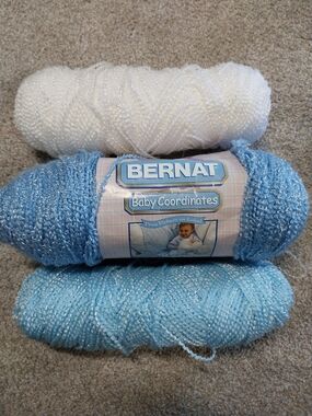 Bernat Baby Coordinates Soft Blue Sparkle Yarn - 3-Pack